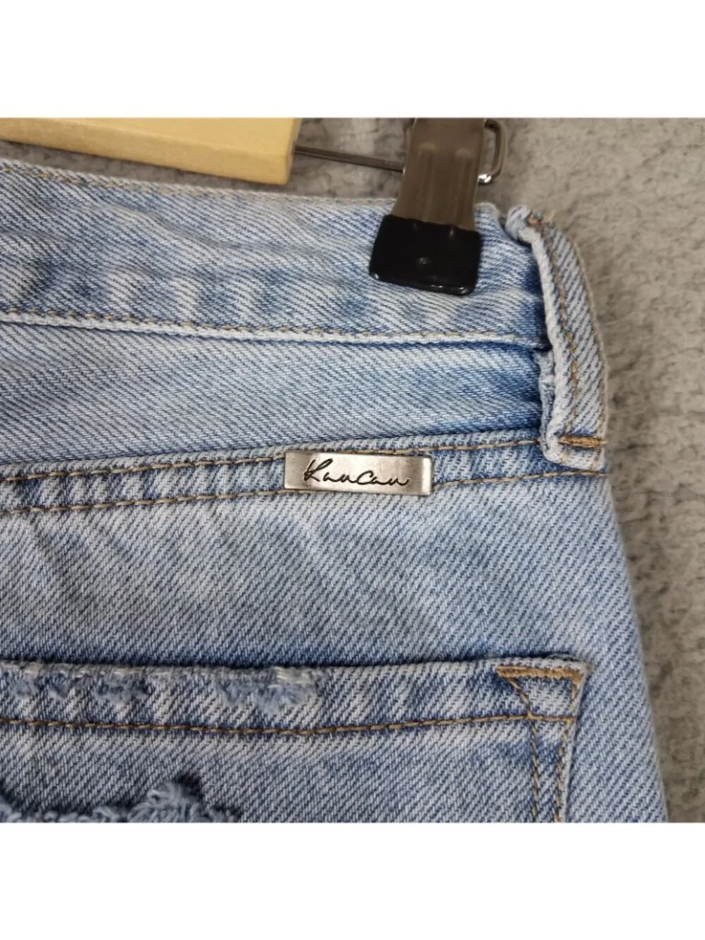 Kancan Hailey Cross Over Jean Shorts Women's Large High Rise Cut-Offs 2.5